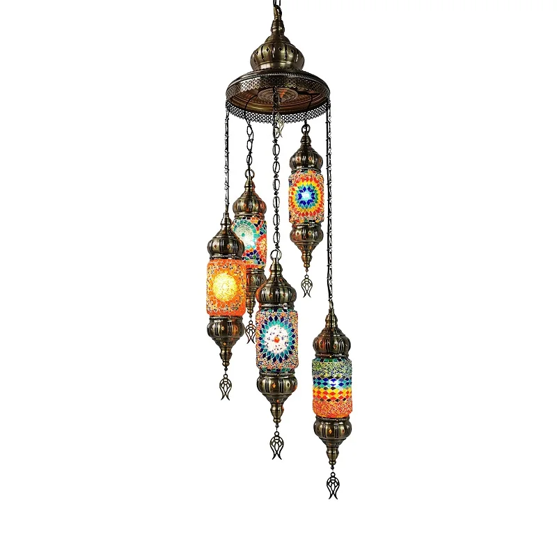 new arrival traditional mosaic lamp turkish colorful mosaic glass pendant light for restaurant