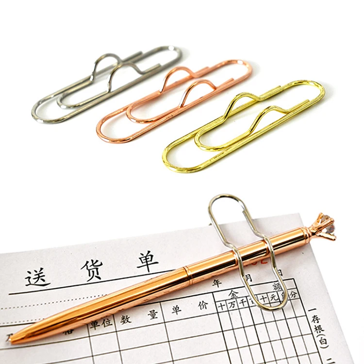 Multi-purpose metal pen holding spring clips gold metal pencil paper clips