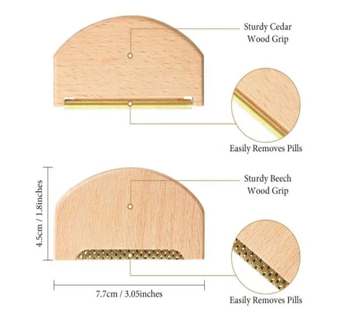 Wooden Cashmere Sweater Comb Beech Lint Remover for Clothing Brushes