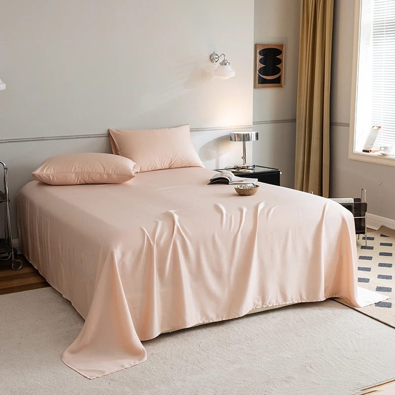 Factory Supplier Queen Size Bedsheet 60S Cotton Silk Fitted Sheet Pillowcases Set