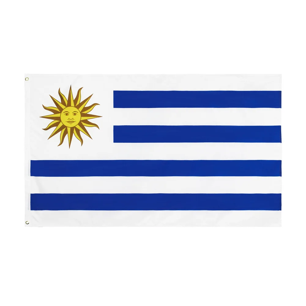 Wholesale Custom Widely Used National 100% Polyester 90*150cm Stock  Screen Printing Uruguay Flag