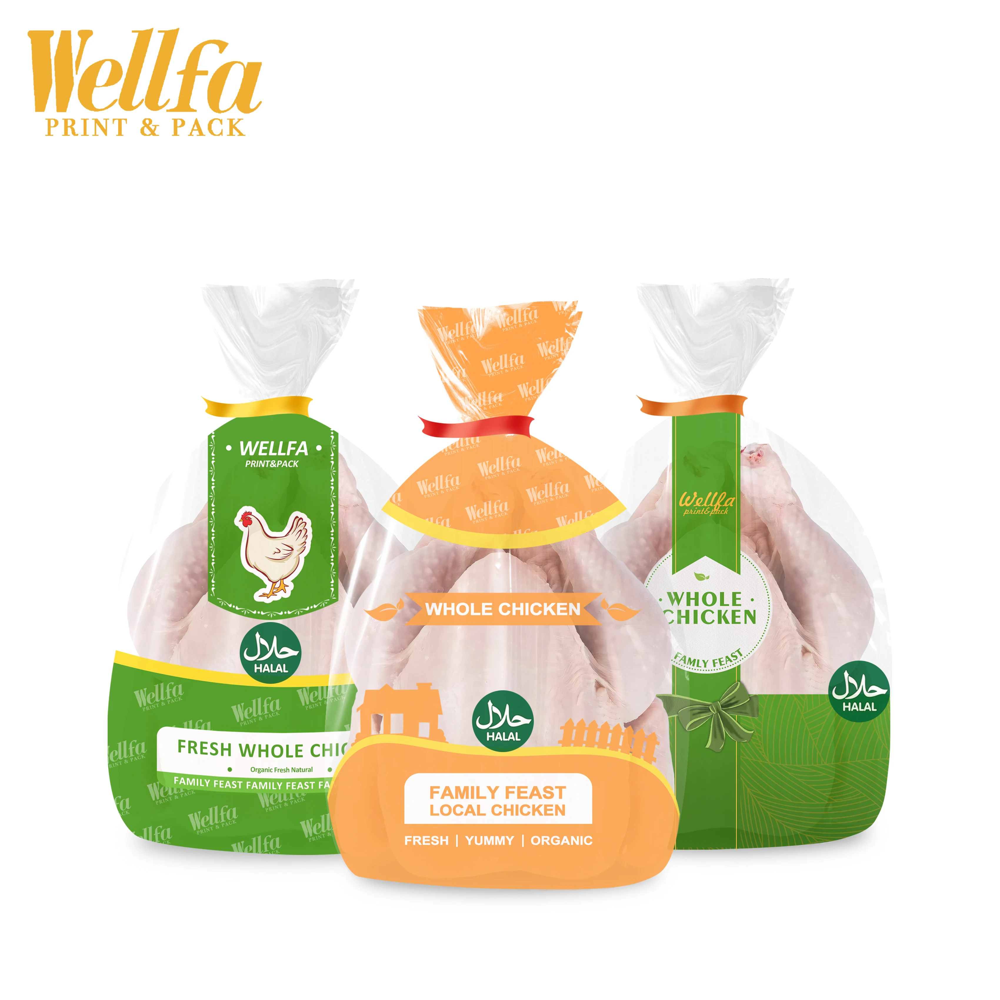 Custom Logo HALAL Fresh Poultry Turkey Part Duck Goose PE Plastic Bag Custom Bag Whole Frozen Chicken Packaging