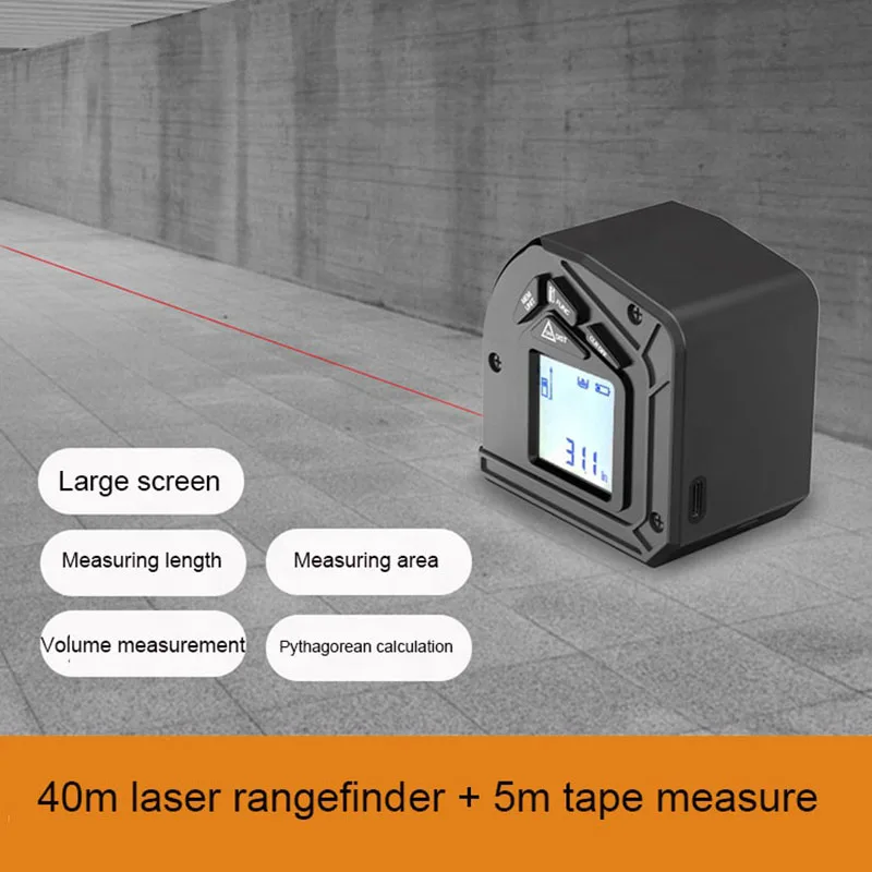Factory price Electric Laser rangefinder Distance 40m Measuring 5m ruler Measure Tape 2 In 1 Laser Tape Measure