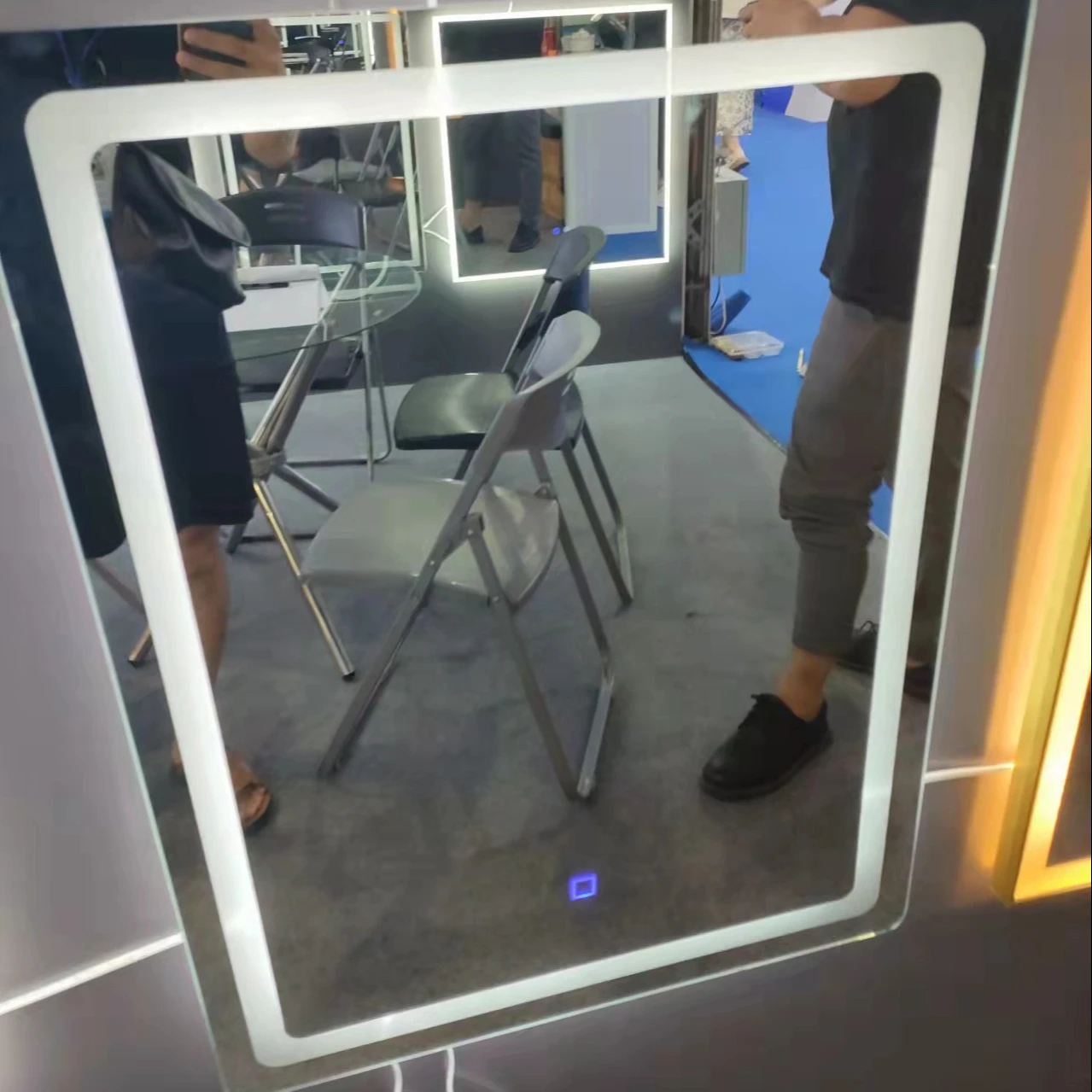 modern LED aluminum 3 colors light touch screen mirror frame for home decor and bathroom with demist pad