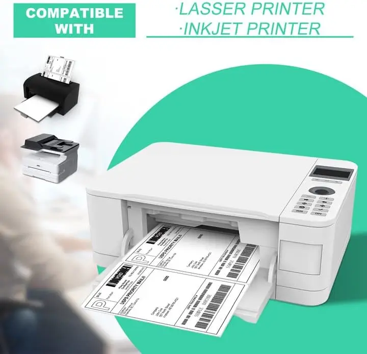 Recyclable a4 laser self adhesive  paper white label shipping label 4 per sheet self-adhesive