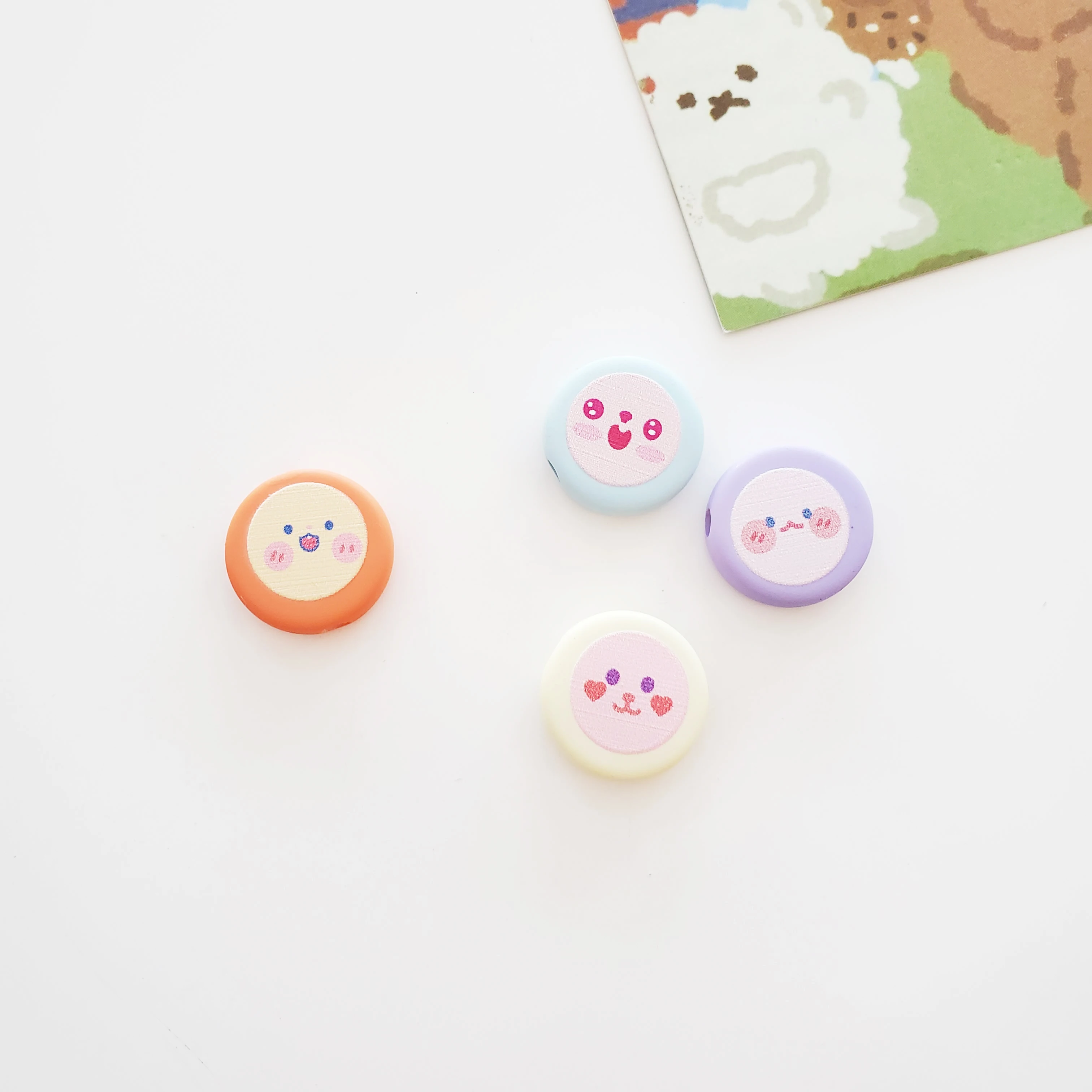 2021 Latest beads Acrylic rubber printing straight hole loose beads Polymer Clay Beads for jewelry making