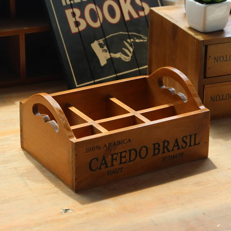 Wooden Succulent Flower Planter Box With Handle Desktop Organizer Rectangle Wooden Planters