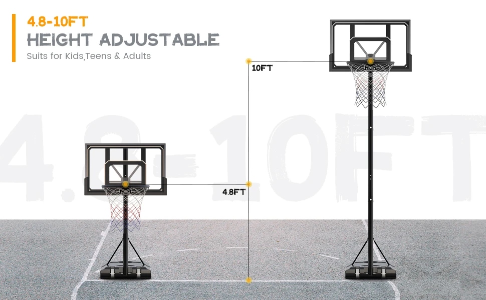 Переносная Регулируемая баскетбольная система для баскетбола, 4,8-10 футов