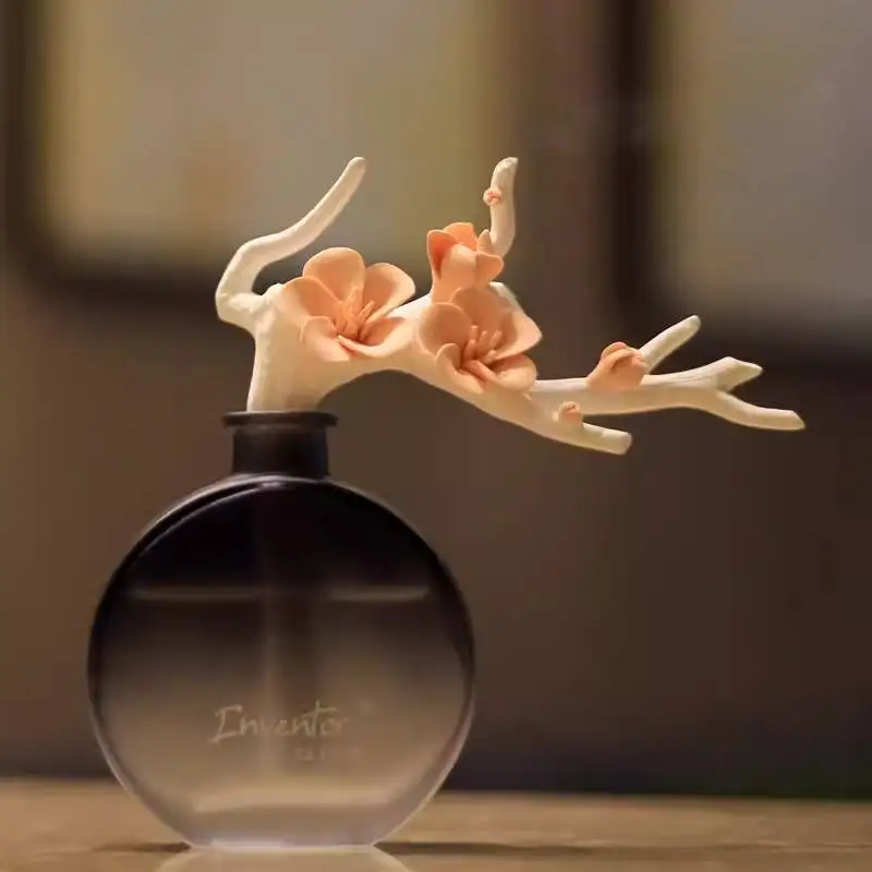 Custom logo 500ml 250ml 100ml Flat Round Diffuser Glass Bottle essential oil reed diffuser luxury