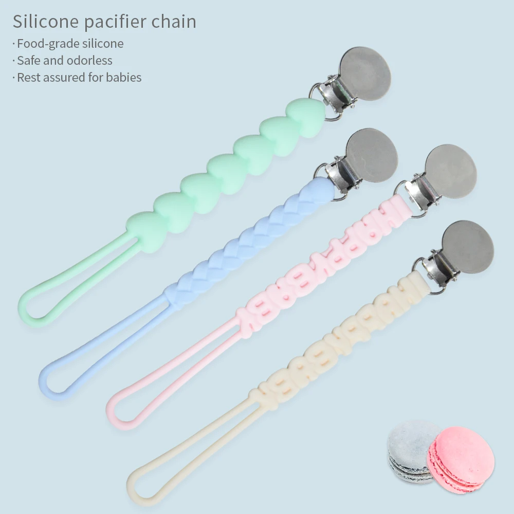 Food grade baby pacifier holder clip Soother Chain Baby Teether Toy silicone pacifier clip holder