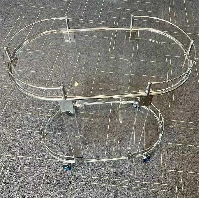 Hotel Supply Acrylic Serving Trolley Cart Acrylic Lucite Cart Hotel Rolling Trolley Cart For Food Serving