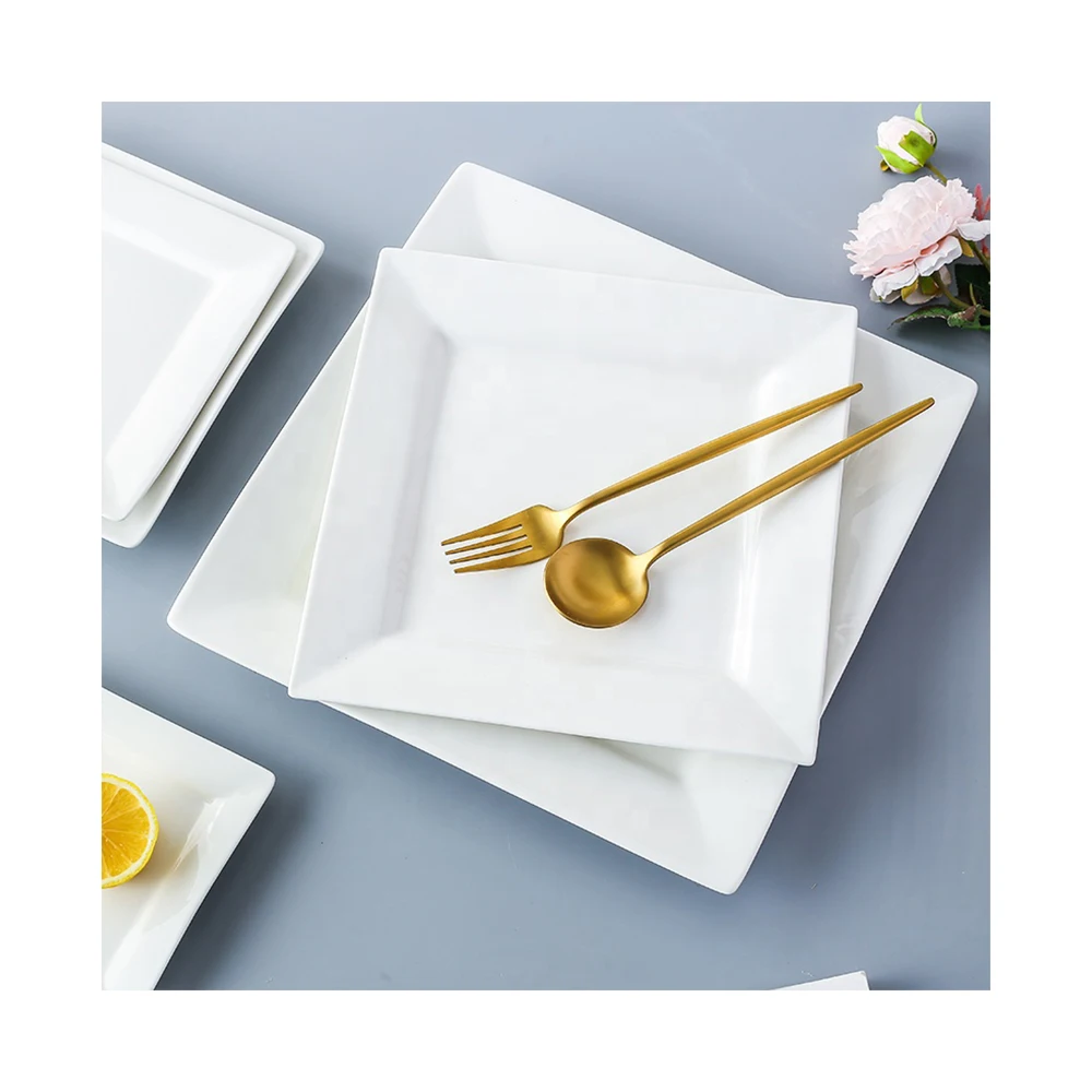 Customized Wholesale Restaurant Modern Tie-dye Nordic Ceramic Tableware Home Decoration Square Pasta Dish Hotel Dinner Plate Set