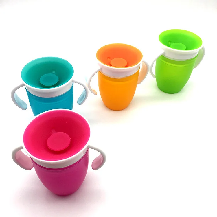 Trainer silicone Cup Toddler Training Cup 240ml Drinking Anti Spill Kids Chew Proof 360 Degree Sippy Miracle  Cup For Babys