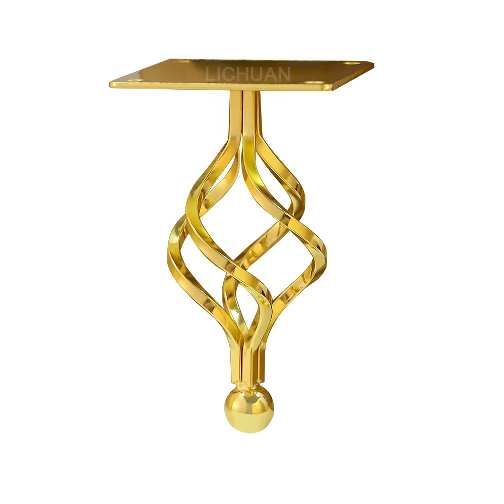Modern Fancy Hollow Gold Sofa Bed Legs Modern Polished Metal Leg for Sofa Cabinet Champagne Metal Furniture Table Legs