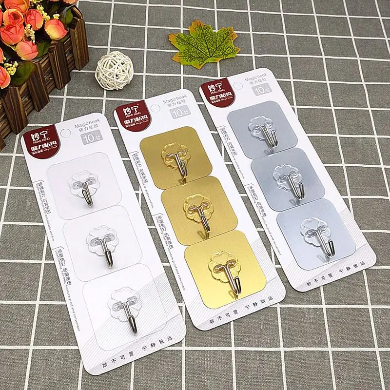 20Kg Bearing Gold And Silver Strong Hook Wall Hangers Perforation-Free Traceless Viscoses Waterproof Kitchen Storage