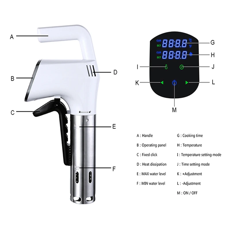 Electric Sous Vide Cooking Machine APP Wifi Fast-Heating Immersion Circulator Precise Cooker With Accurate Temperature Timer