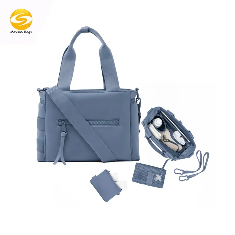 waterproof neoprene diaper tote bags machine washable baby bags for girl or boy large capacity maternity bags with changing pad