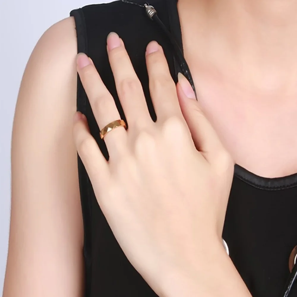 Ring New Arrival 6mm Triangle Shape Faceted Gold Mens Jewelry Tungsten Carbide Band Ring