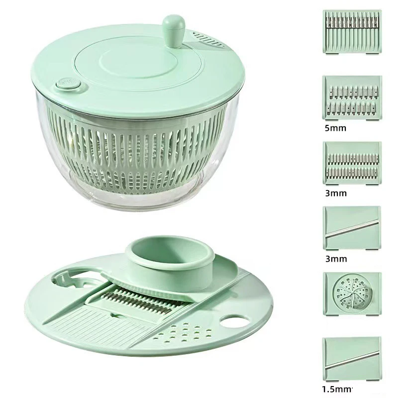 2 in 1 Strainers Drain Basket Rotary Handle Fruit Washer Quick Dry Vegetable Lettuce Dryer Salad Spinner With Vegetable Chopper