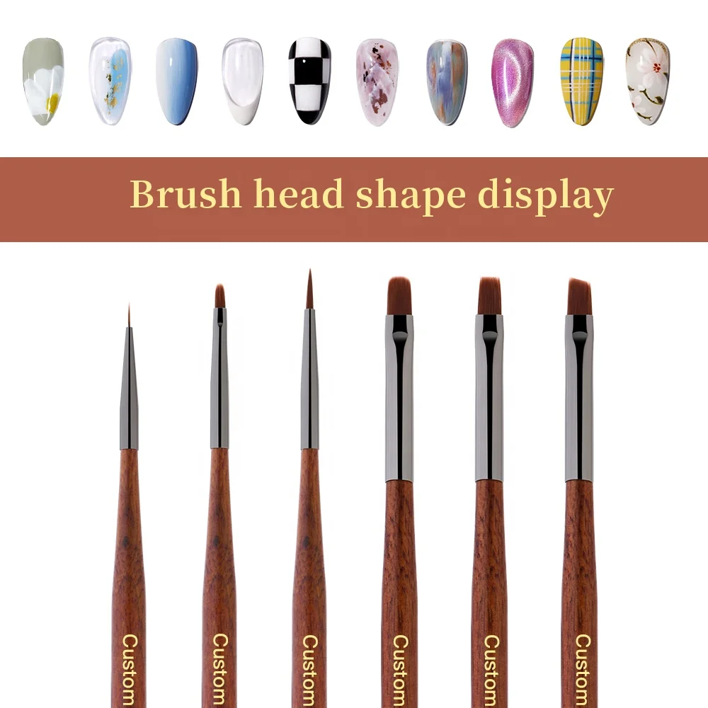 Custom LOGO wooden Nail Brushes 100% Kolinsky Acrylic Nail Brush Pure Kolinsky Nail Art Brush design