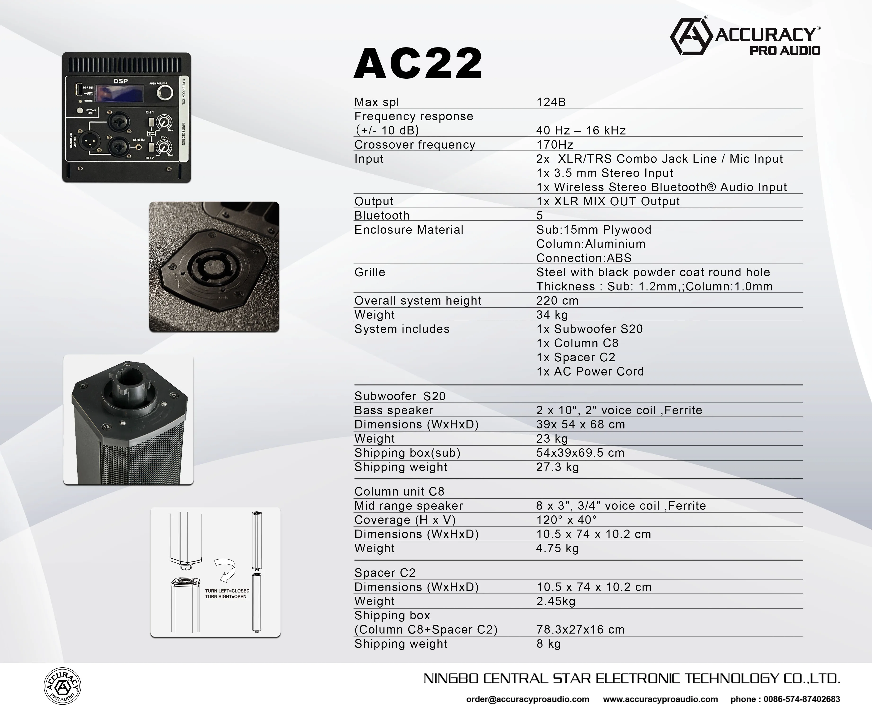 Accuracy Pro Audio AC22 Selling black Outdoor speech Activity dj 800W Professional Column Multimedia Speaker