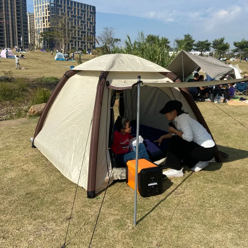 Outdoor Waterproof Family Fishing Safari Glamping Canvas Automatic Solar Power Air Inflatable Camping Tent