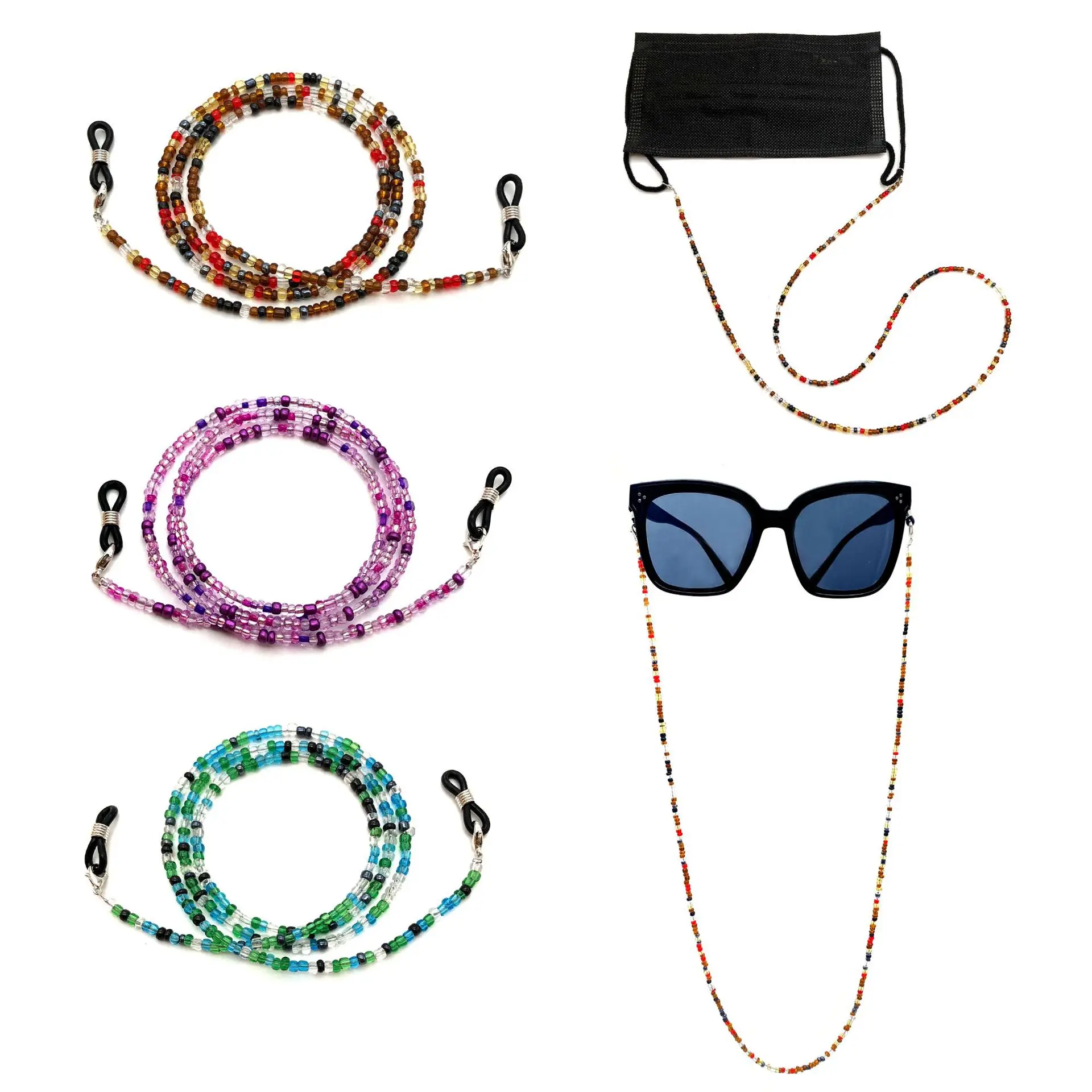 2021 Fashion New Cute Colorful Glass Beads Handmade Glasses Chain For Women And Men Girls Mask Chains Jewelry Multiduty Rope