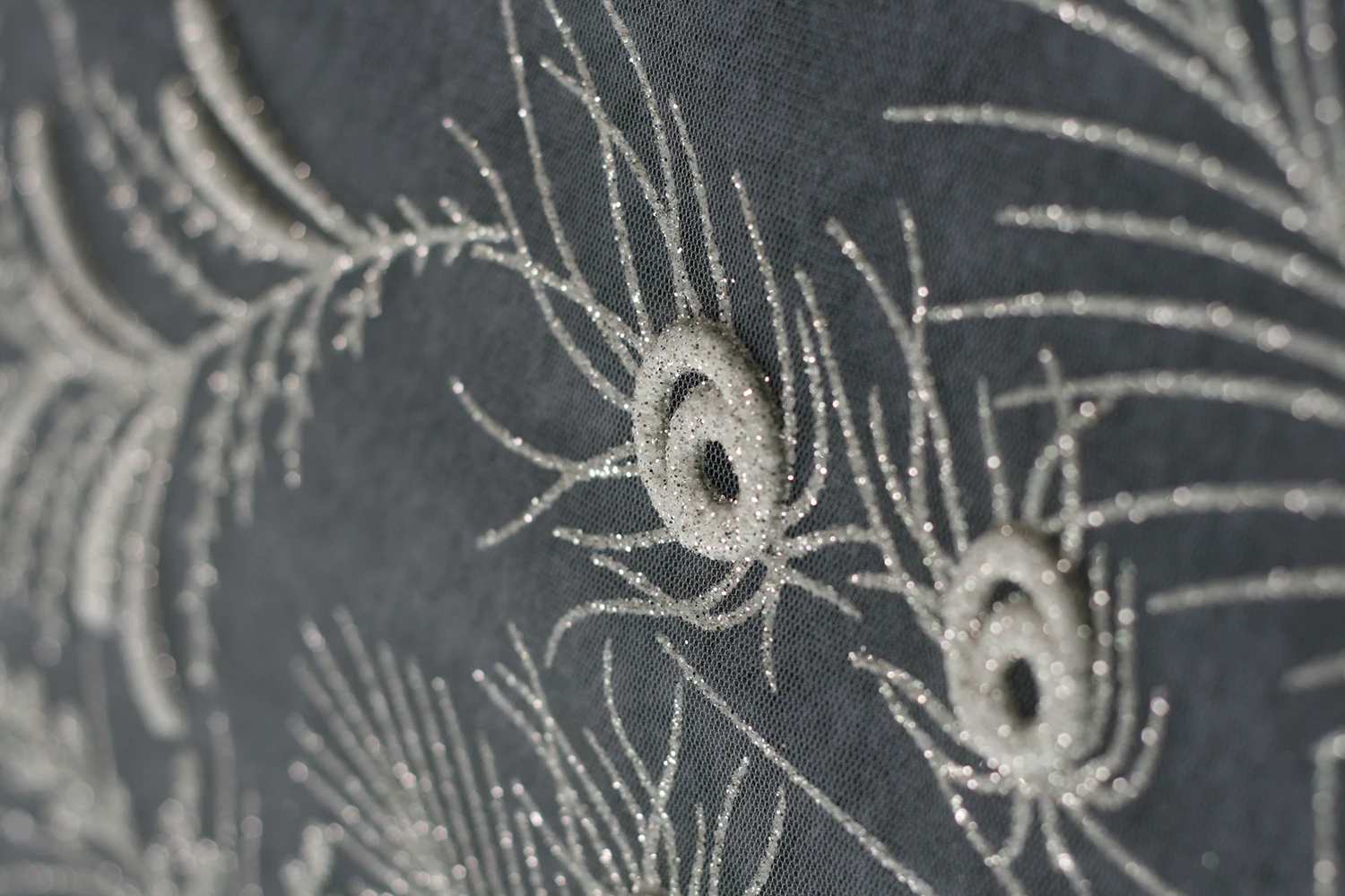 Print Tulle Fabric Bridal Glitter Tulle Mesh White Wedding Fabric 3D Glitter Foam Tulle Fabric