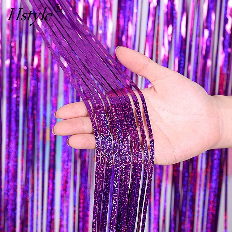 1*4M Laser Curtain Photographing Background Foil String Shimmer Backdrop Garland Curtain For Wedding Party Decor SD011