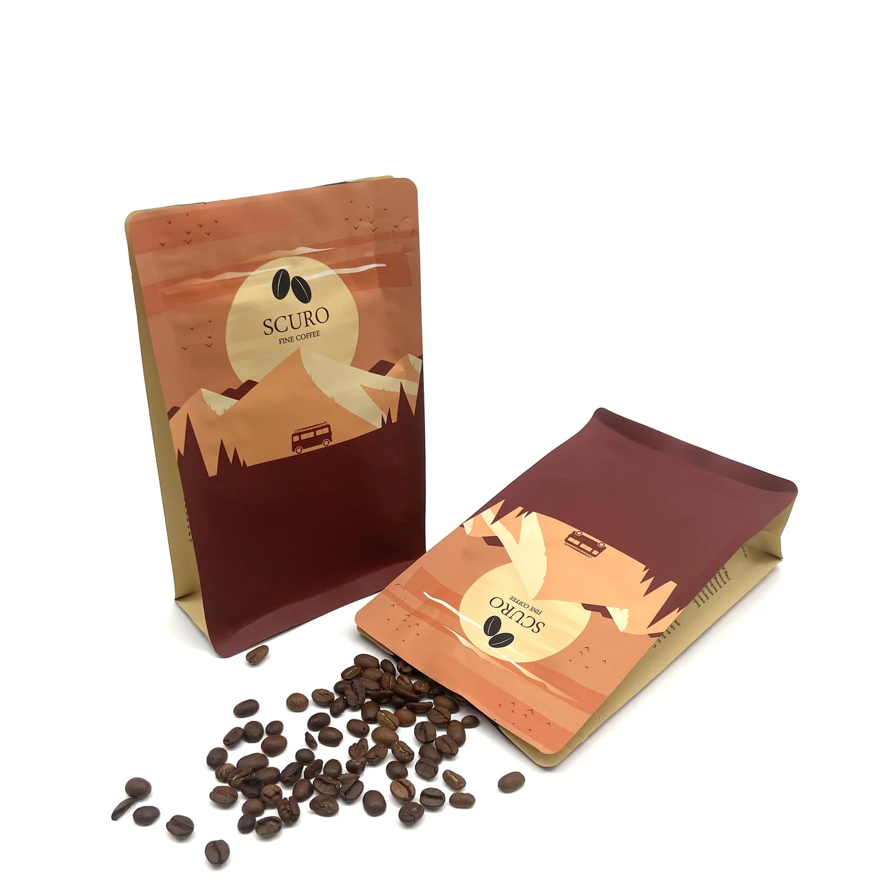 Custom Color Digital Printing 250g Coffee Bean Zip Lock Packaging Pouch Flat Bottom Coffee Bag With Valve Easy Tear Strip Zipper