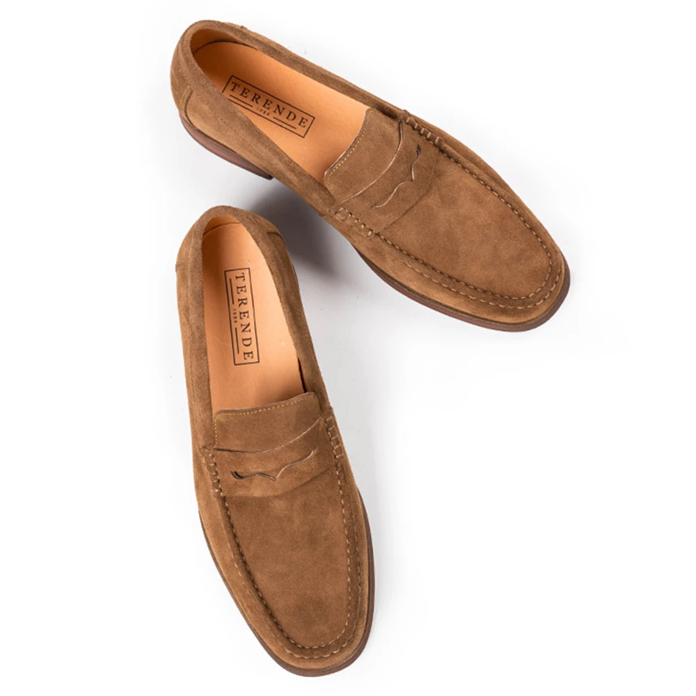 2024 Vintage Comfortable Slip-On Top Layer Cow Genuine Leather Mens Moccasins Casual Shoes High Quality Suede Cowhide Loafers