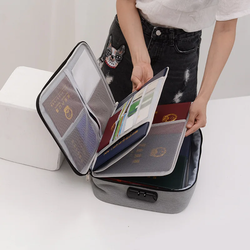 Customized document storage bag, portable travel, multi-layer passport bag, hand-held, large-capacity storage box wholesale