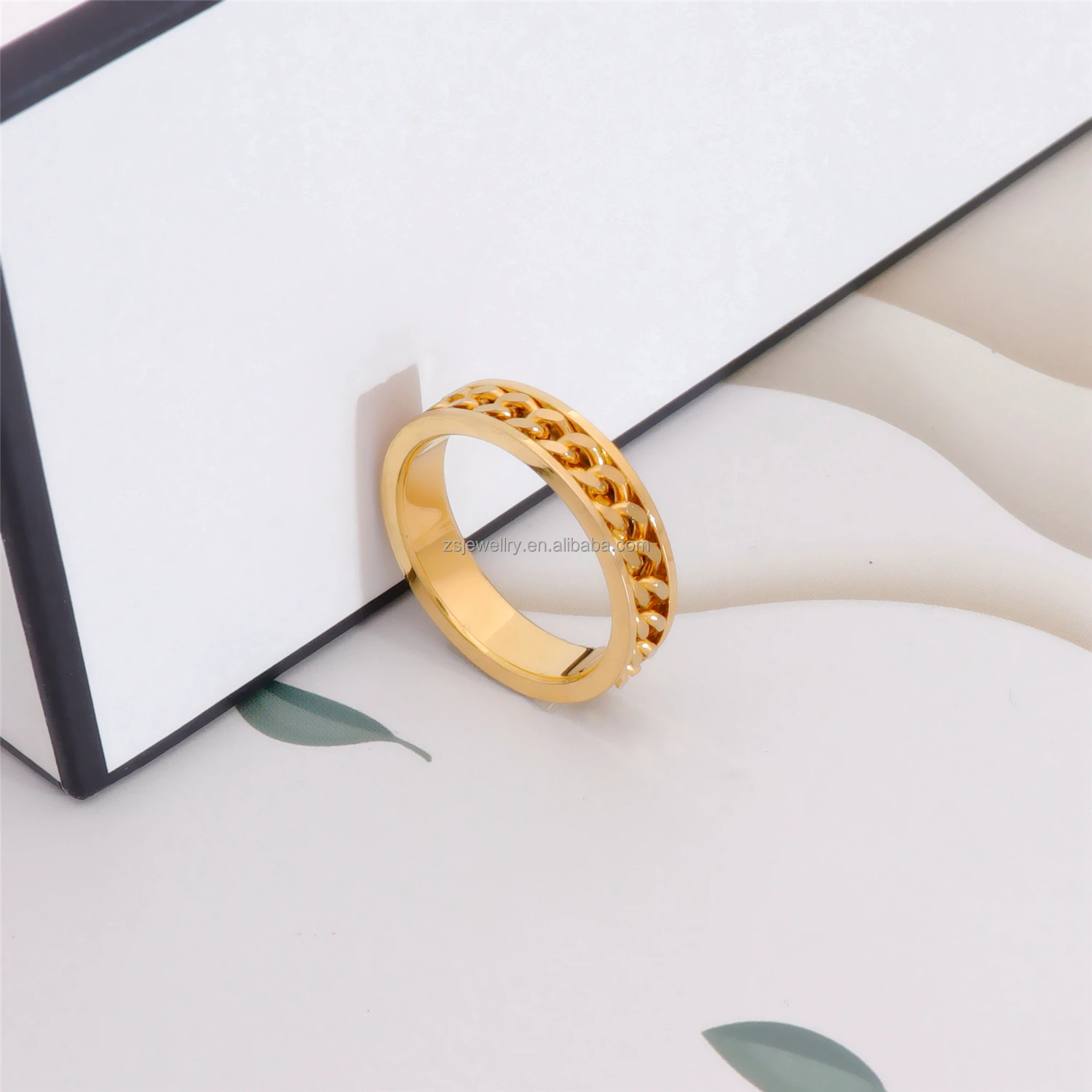 Arab Style Luxury Girl Custom Cuban Shaped Animal Frog Design Jewelry Women Stainless Steel Gold Plated Ring