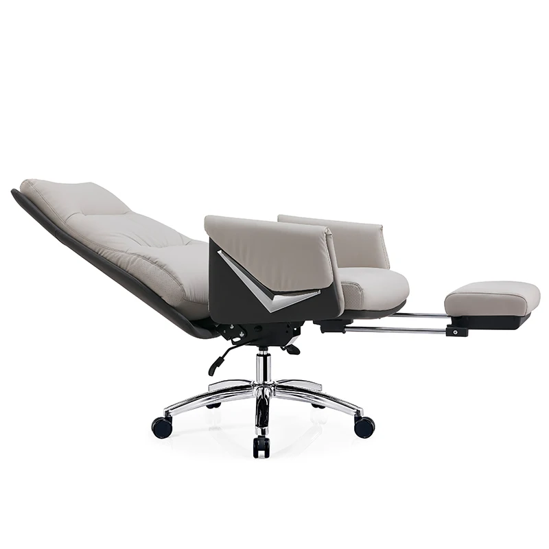 Light grey ergonomic office chair executive leather chair for working computer chair