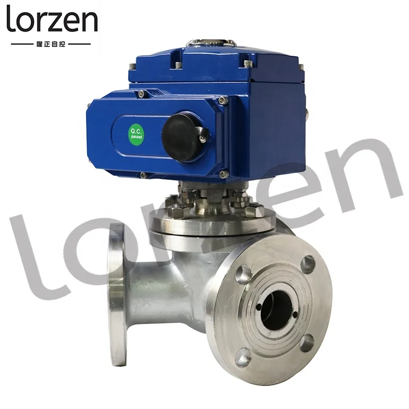 
AC220V AC380V ON-OFF adjustable actuator electric 3 way ball valve 