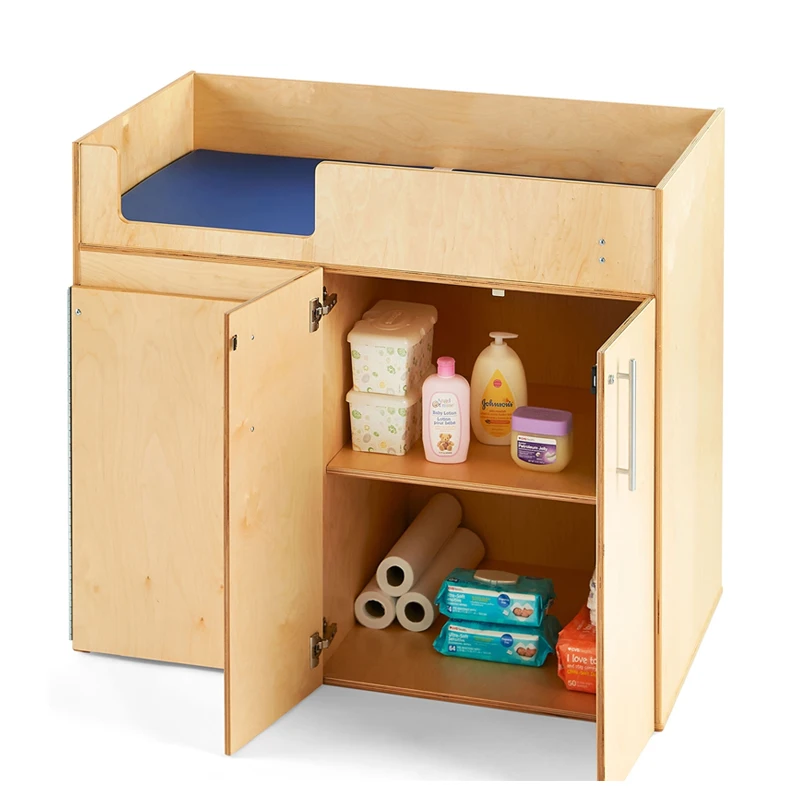 Baby Changing Bag Table With Cabinet Wooden Newborn Baby Nursing Furniture Diaper Changing Table For Montessori Daycare