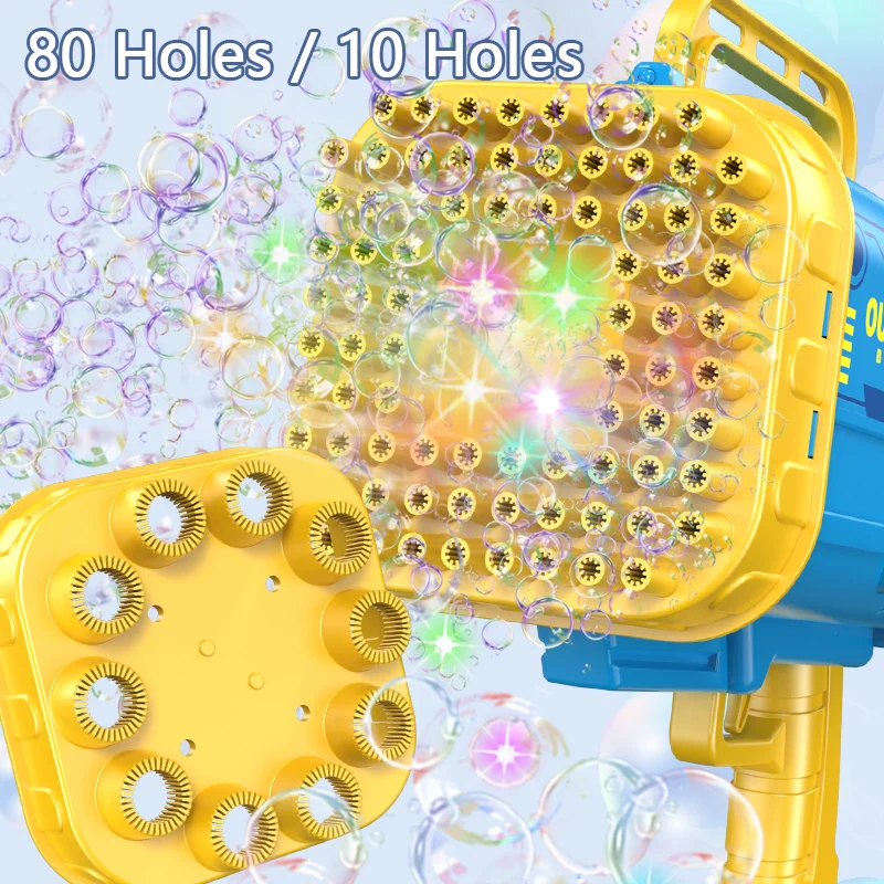 Glow Light Up Bubbles Blaster Blower Toys 80 Holes 10 Holes Bazooka Gatling Cheap Led Flashing Automatic Bubble Shooter Gun Toy
