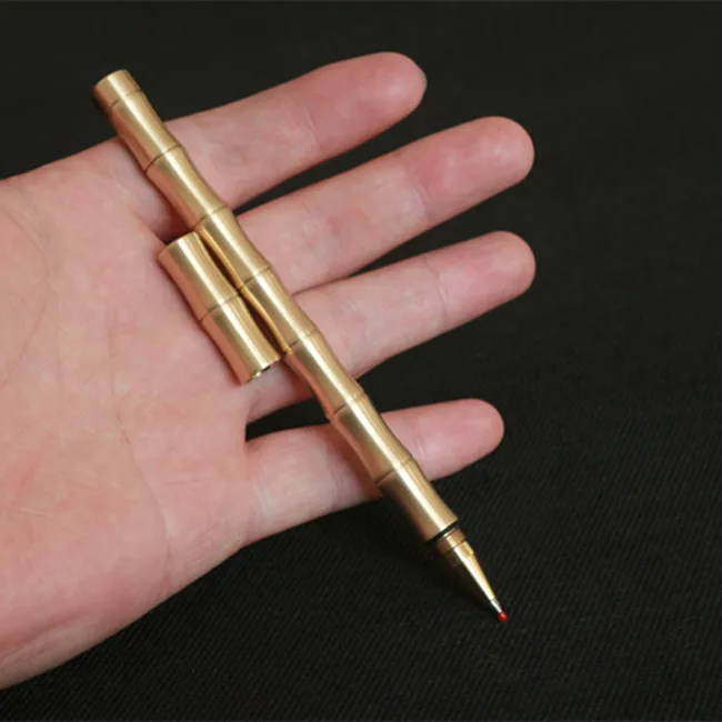 
Customized Brass Business EDC Signature Bamboo Joint Ball Pen 