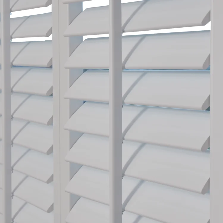 White Traditional Rod Faux Wood Pvc Plantation Shutter Room Decor Door Louvers Plantation Window Shutters