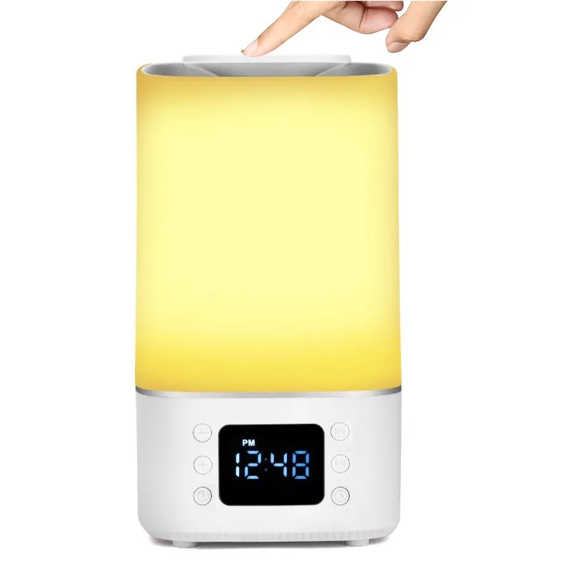 Hot Sale Kids Warm Light & RGB Colourful  LED Night Light Touch Sensor Bedside Lamps Big Screen Table Alarm Clock Timer