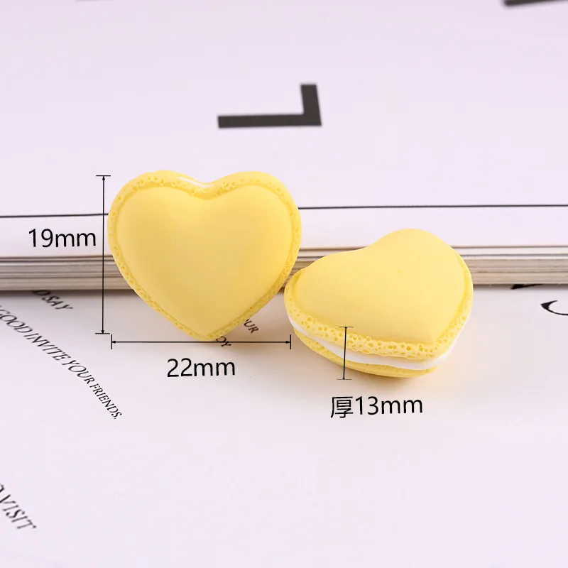 2022 Newest Simulation Candy 3D Heart Macaron Miniature Figurines Resin Cabochon Fake Food DIY Jewelry Making Accessories