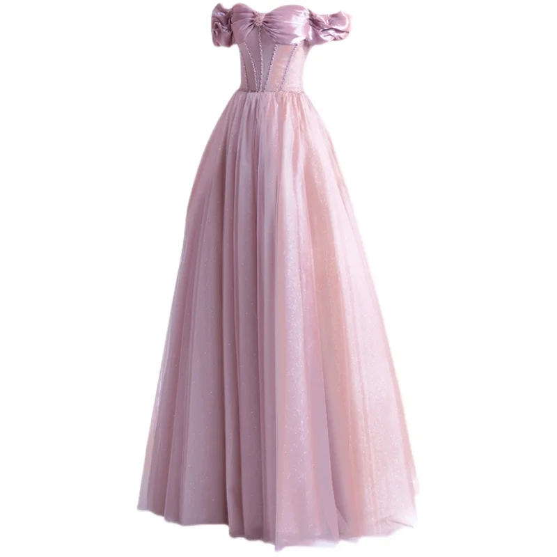 Hot-selling Cheap Pink Elegant Bride Wedding Toast Dress Banquet Annual Meeting Wedding Evening Dress