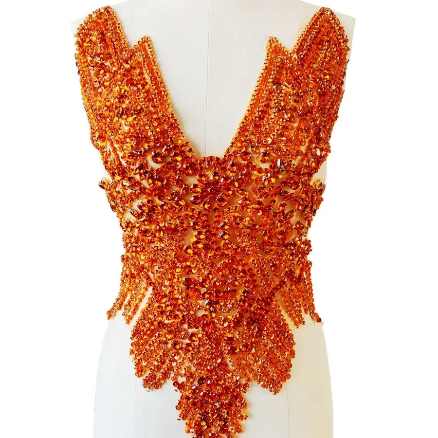 Party Prom Women Dress Embellished Crystal Panel Bodice And Strip shaped dress patch