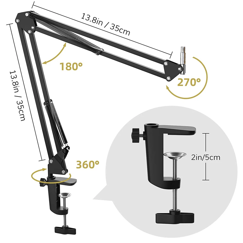 Zimhome Cheap NB35 Suspension Scissor Boom Arm Adjustable Microphone Arm Stand