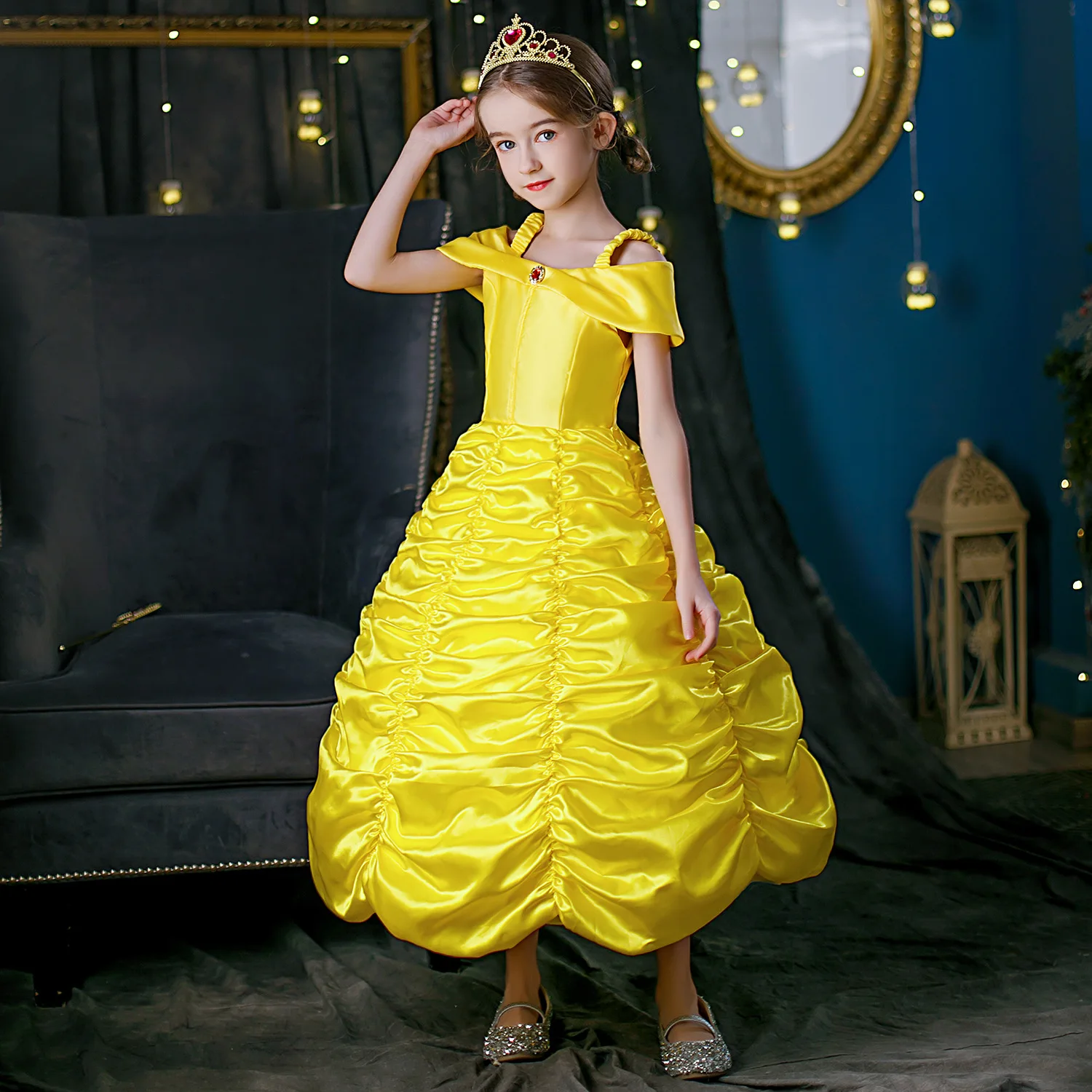 Halloween Party Beauty and the Beast Movie Princess Belle Dress Costumes Christmas Cosplay Baby Girls Dress up Outfits
