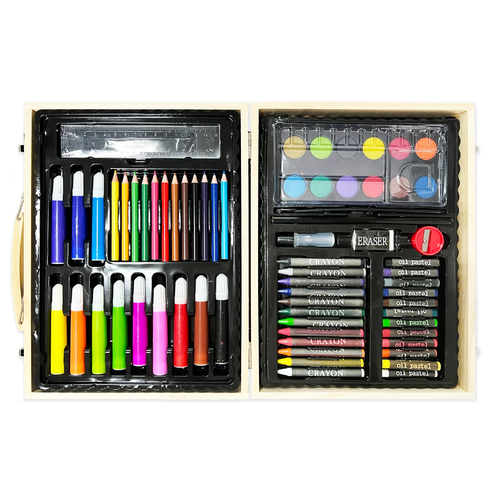 2022 Hot Selling 68PCS Wooden Case Colorful Children Creativity Drawing Art Set