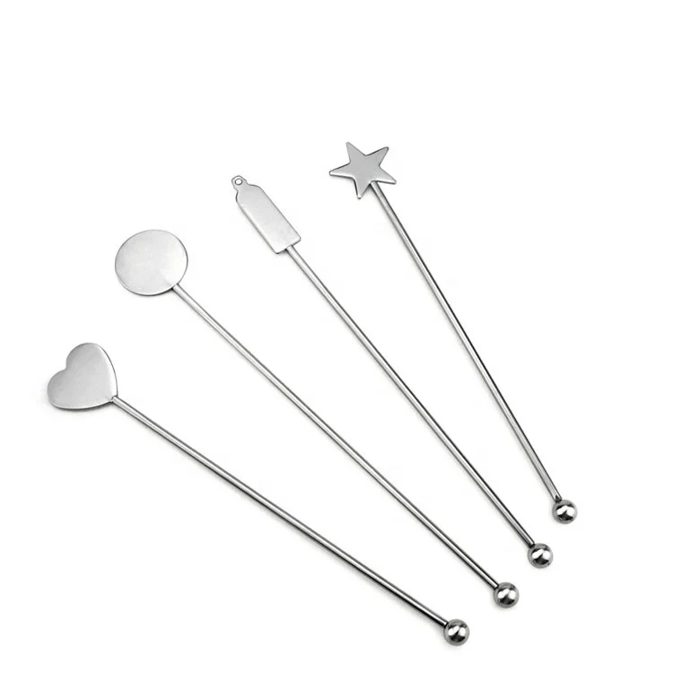 
set of 4 reusable stainless steel stir sticks cocktail stirrers 