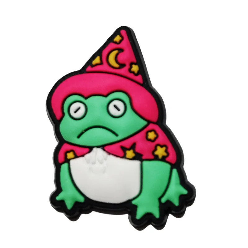 New Factory Stock Shoe Charms Cute Cartoon Little Frog PVC Rubber High Quality Custom Shoe Buckle Decoration Shoe Charms