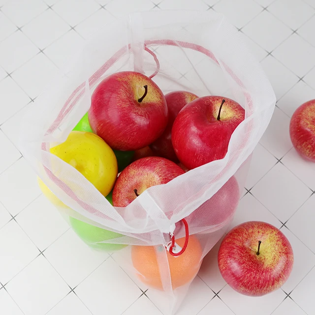 Custom Eco Friendly Net Mesh Drawstring Bag For Firewood Onion Sacking