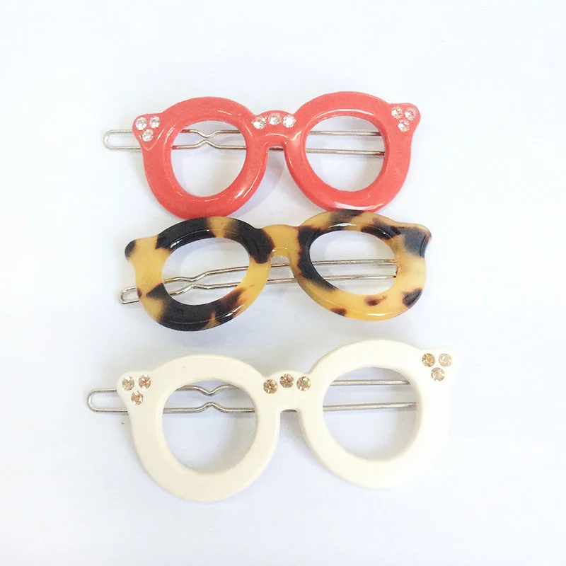 Fashion Girls Rhinestone Glass Shape Design Hair Pin Clips Wholesale